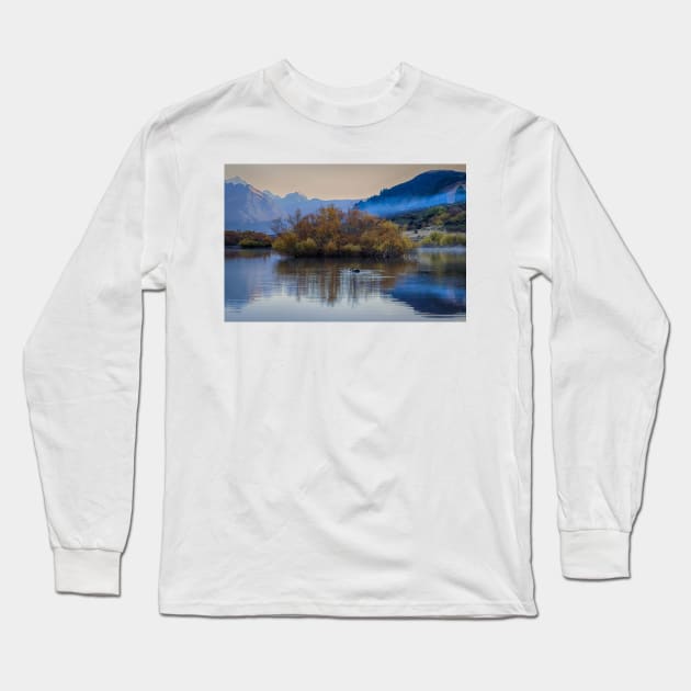 Serene Swan: A Majestic Sight in Glenorchy Long Sleeve T-Shirt by Rexel99